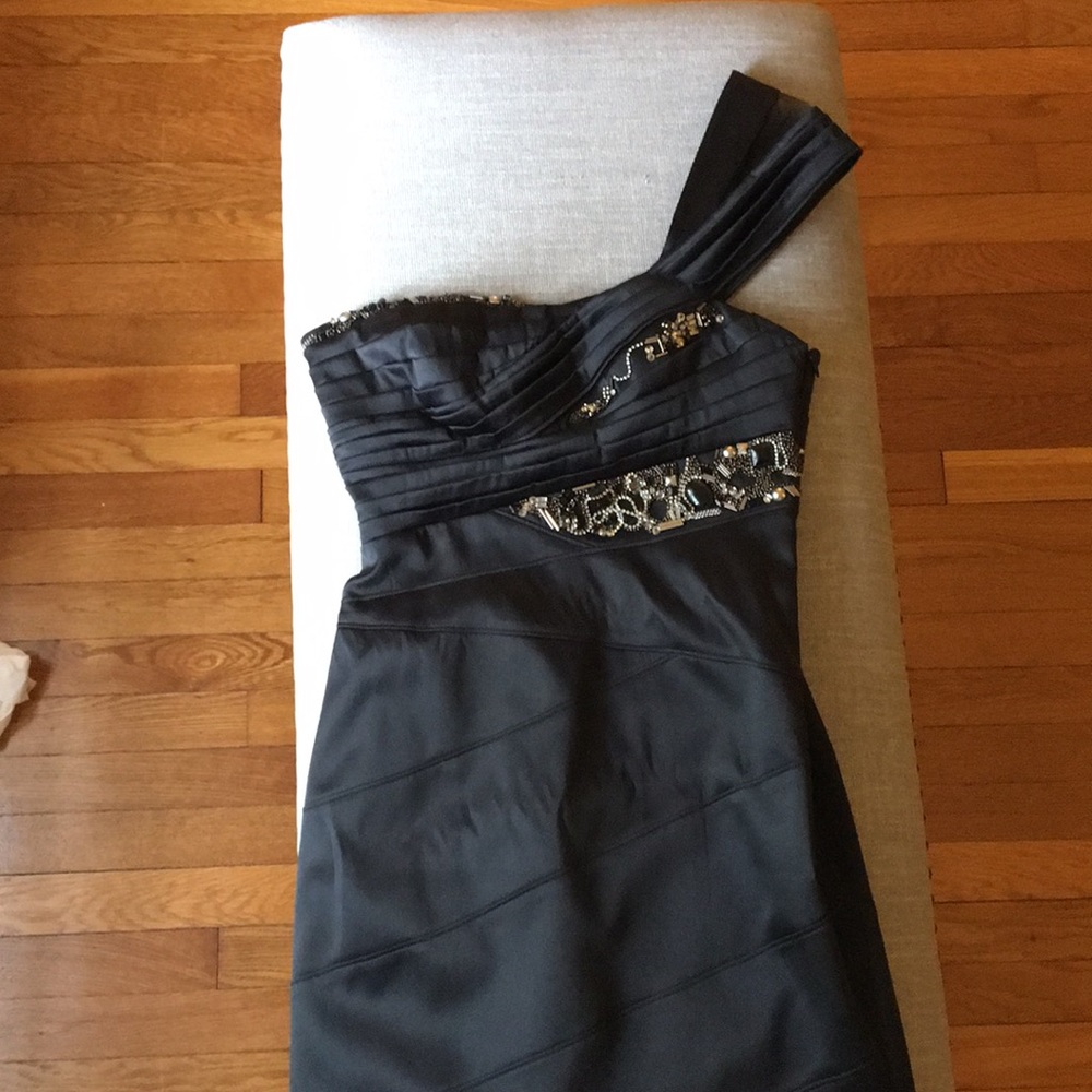 Karen Millen black satin cocktail dress